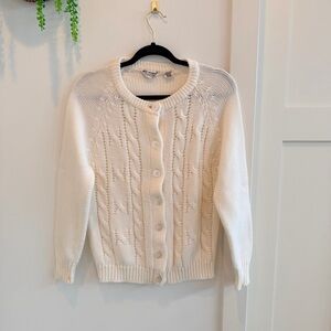 Vintage 80's Kmart Women's Cream Cable Knit Button Down Cardigan Size Large